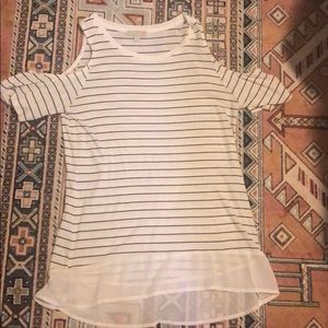 White and Black capped sleeve top